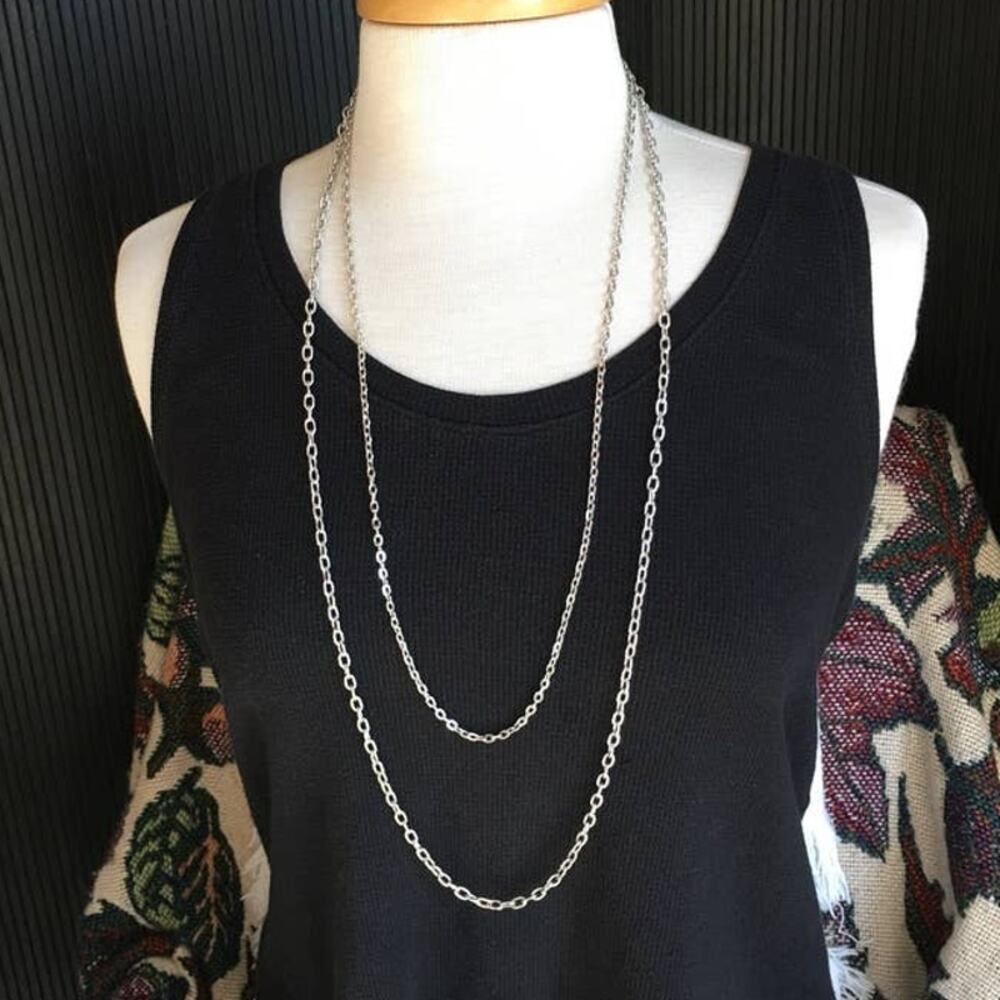 Sarah Coventry bright silver tone two-strand necklace